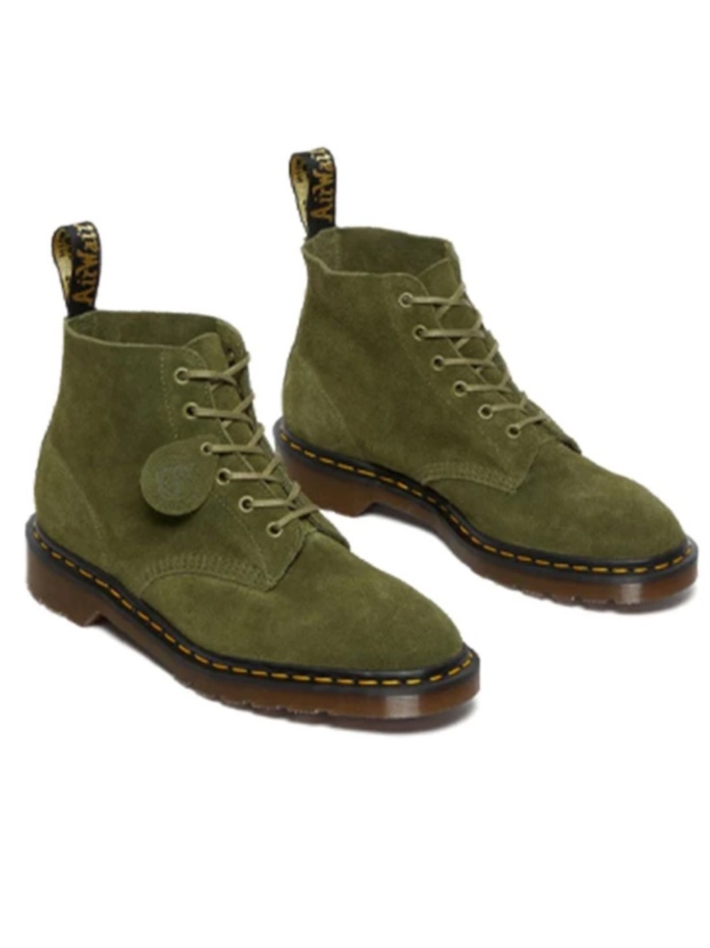 NEW Dr. Martens 101 Made In England Army Green Suede 6-Eye Ankle Boots Size 8